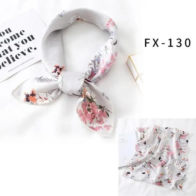 Versatile Square Silk Scarf For Women Fashionable Printed Small Neck Scarfs Office Lady Hair Band Foulard Hand For Female Bandana Shawl