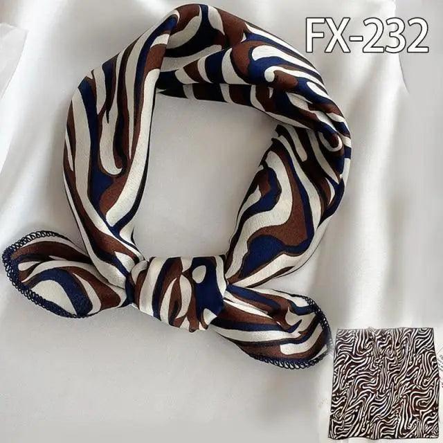 Versatile Square Silk Scarf For Women Fashionable Printed Small Neck Scarfs Office Lady Hair Band Foulard Hand For Female Bandana Shawl