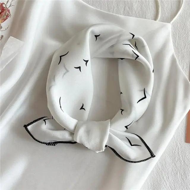 Versatile Square Silk Scarf For Women Fashionable Printed Small Neck Scarfs Office Lady Hair Band Foulard Hand For Female Bandana Shawl