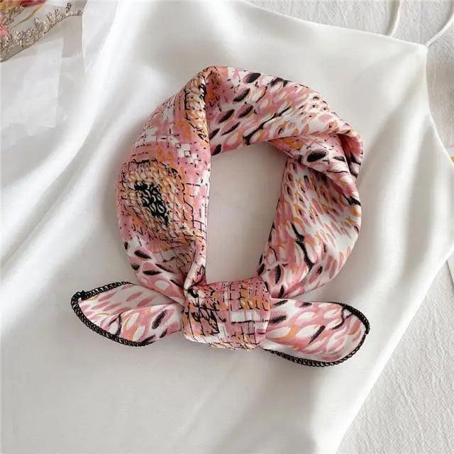 Versatile Square Silk Scarf For Women Fashionable Printed Small Neck Scarfs Office Lady Hair Band Foulard Hand For Female Bandana Shawl