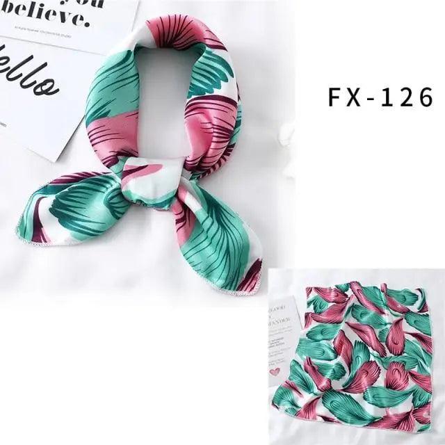 Versatile Square Silk Scarf For Women Fashionable Printed Small Neck Scarfs Office Lady Hair Band Foulard Hand For Female Bandana Shawl
