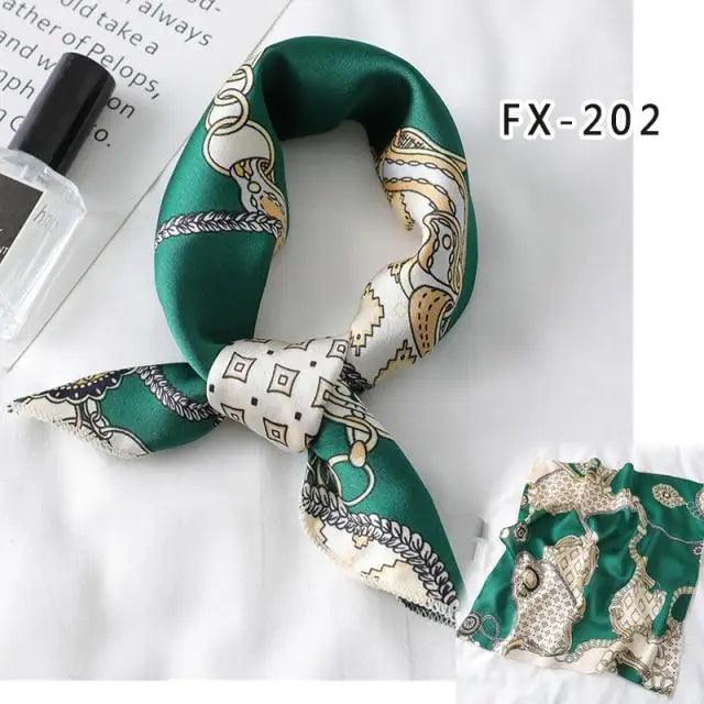 Versatile Square Silk Scarf For Women Fashionable Printed Small Neck Scarfs Office Lady Hair Band Foulard Hand For Female Bandana Shawl