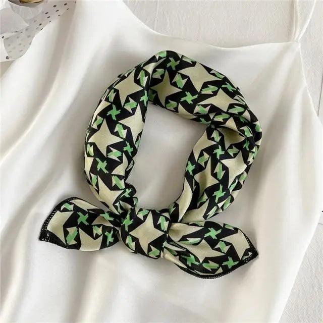 Versatile Square Silk Scarf For Women Fashionable Printed Small Neck Scarfs Office Lady Hair Band Foulard Hand For Female Bandana Shawl
