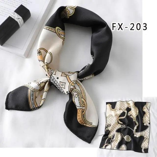 Versatile Square Silk Scarf For Women Fashionable Printed Small Neck Scarfs Office Lady Hair Band Foulard Hand For Female Bandana Shawl