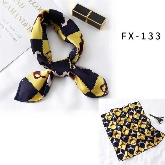 Versatile Square Silk Scarf For Women Fashionable Printed Small Neck Scarfs Office Lady Hair Band Foulard Hand For Female Bandana Shawl