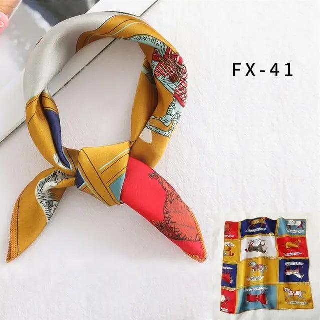Versatile Square Silk Scarf For Women Fashionable Printed Small Neck Scarfs Office Lady Hair Band Foulard Hand For Female Bandana Shawl
