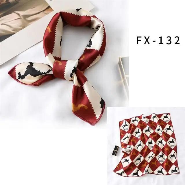 Versatile Square Silk Scarf For Women Fashionable Printed Small Neck Scarfs Office Lady Hair Band Foulard Hand For Female Bandana Shawl