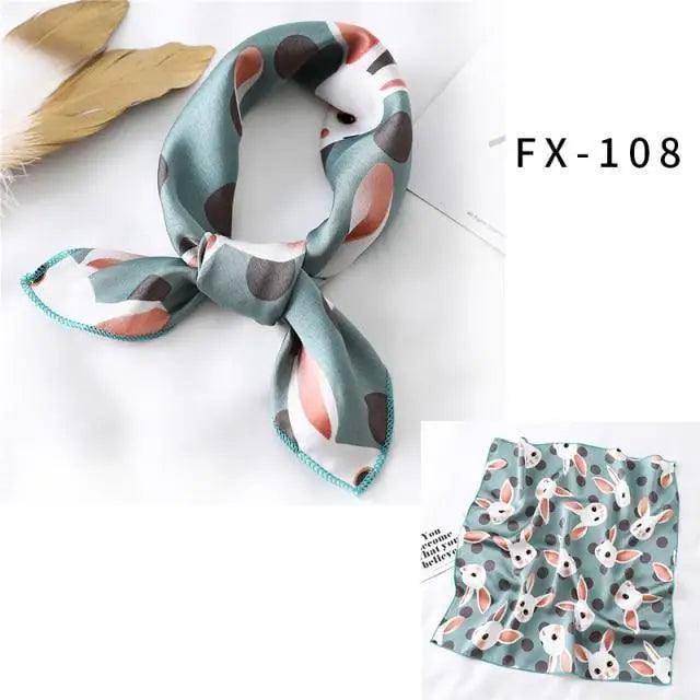 Versatile Square Silk Scarf For Women Fashionable Printed Small Neck Scarfs Office Lady Hair Band Foulard Hand For Female Bandana Shawl