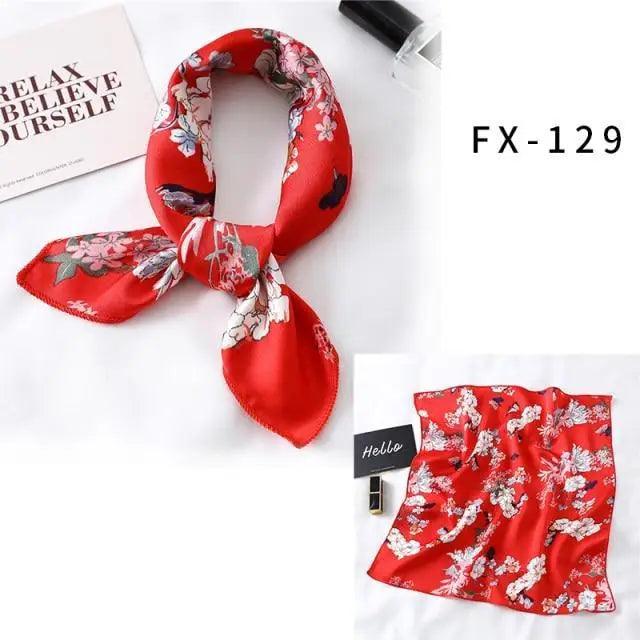 Versatile Square Silk Scarf For Women Fashionable Printed Small Neck Scarfs Office Lady Hair Band Foulard Hand For Female Bandana Shawl