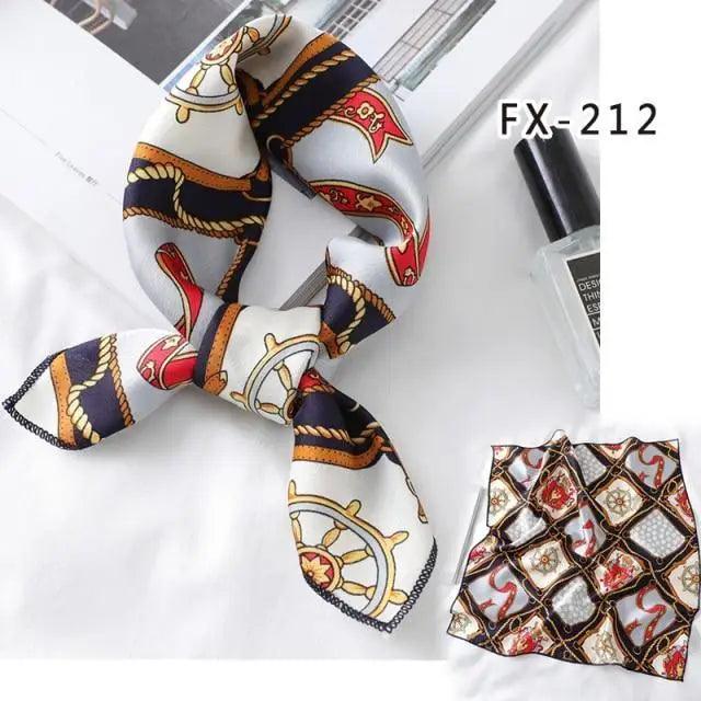 Versatile Square Silk Scarf For Women Fashionable Printed Small Neck Scarfs Office Lady Hair Band Foulard Hand For Female Bandana Shawl
