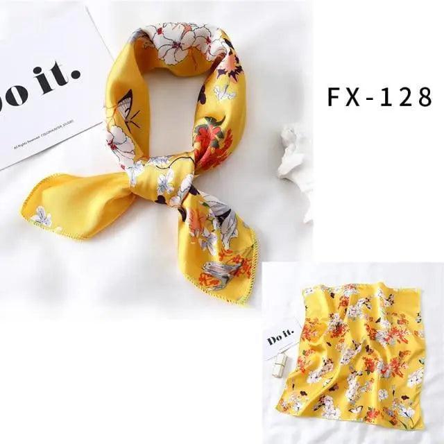 Versatile Square Silk Scarf For Women Fashionable Printed Small Neck Scarfs Office Lady Hair Band Foulard Hand For Female Bandana Shawl