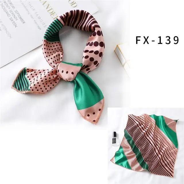 Versatile Square Silk Scarf For Women Fashionable Printed Small Neck Scarfs Office Lady Hair Band Foulard Hand For Female Bandana Shawl