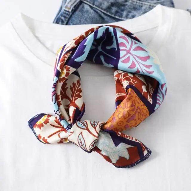 Versatile Square Silk Scarf For Women Fashionable Printed Small Neck Scarfs Office Lady Hair Band Foulard Hand For Female Bandana Shawl