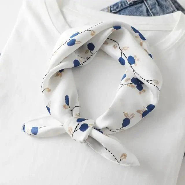 Versatile Square Silk Scarf For Women Fashionable Printed Small Neck Scarfs Office Lady Hair Band Foulard Hand For Female Bandana Shawl