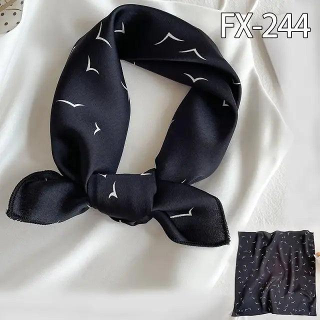 Versatile Square Silk Scarf For Women Fashionable Printed Small Neck Scarfs Office Lady Hair Band Foulard Hand For Female Bandana Shawl