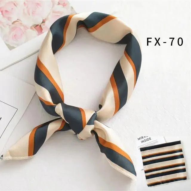 Versatile Square Silk Scarf For Women Fashionable Printed Small Neck Scarfs Office Lady Hair Band Foulard Hand For Female Bandana Shawl