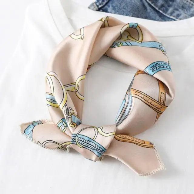Versatile Square Silk Scarf For Women Fashionable Printed Small Neck Scarfs Office Lady Hair Band Foulard Hand For Female Bandana Shawl