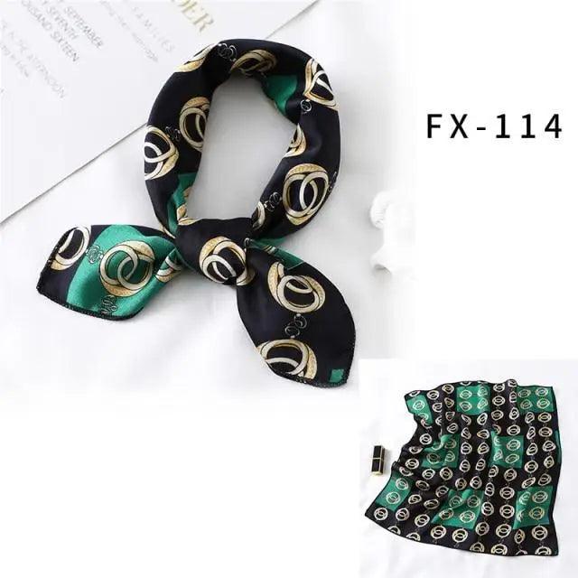 Versatile Square Silk Scarf For Women Fashionable Printed Small Neck Scarfs Office Lady Hair Band Foulard Hand For Female Bandana Shawl