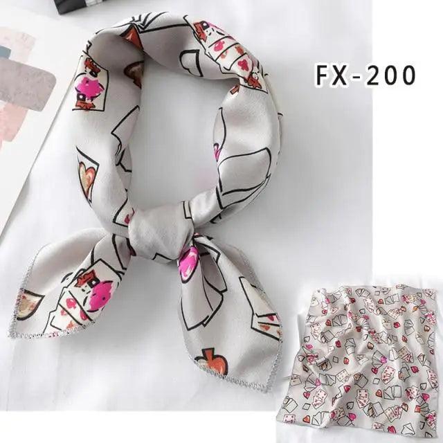 Versatile Square Silk Scarf For Women Fashionable Printed Small Neck Scarfs Office Lady Hair Band Foulard Hand For Female Bandana Shawl