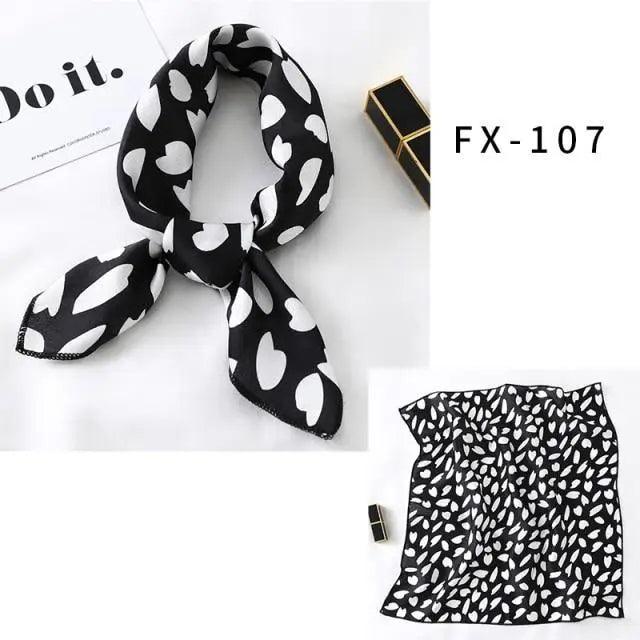 Versatile Square Silk Scarf For Women Fashionable Printed Small Neck Scarfs Office Lady Hair Band Foulard Hand For Female Bandana Shawl