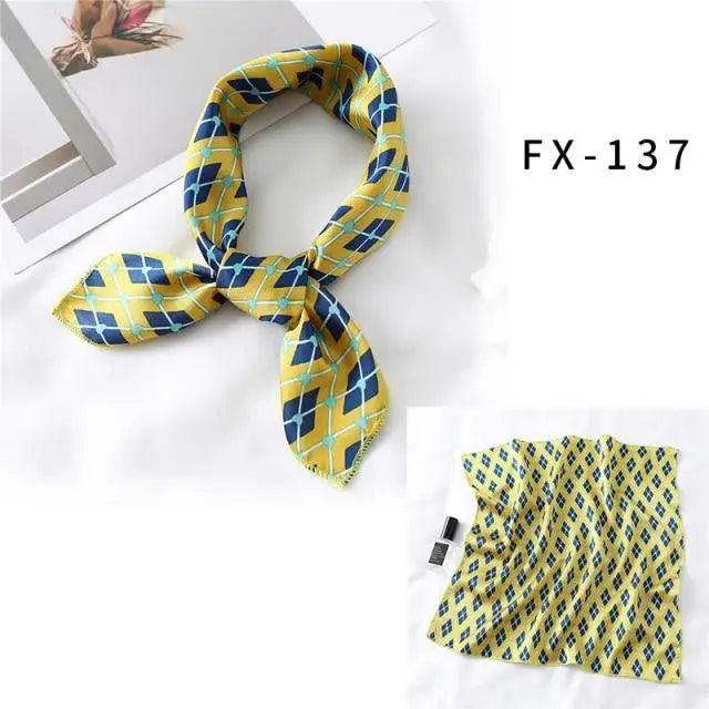 Versatile Square Silk Scarf For Women Fashionable Printed Small Neck Scarfs Office Lady Hair Band Foulard Hand For Female Bandana Shawl
