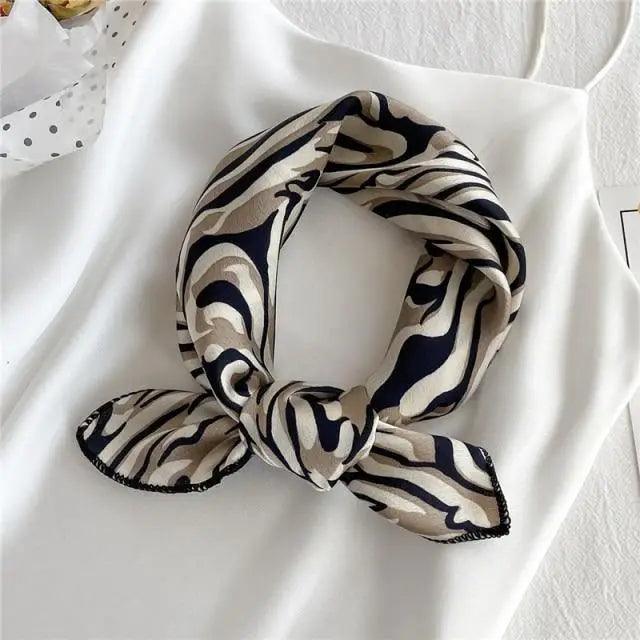 Versatile Square Silk Scarf For Women Fashionable Printed Small Neck Scarfs Office Lady Hair Band Foulard Hand For Female Bandana Shawl