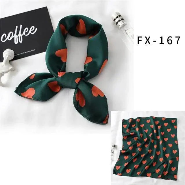 Versatile Square Silk Scarf For Women Fashionable Printed Small Neck Scarfs Office Lady Hair Band Foulard Hand For Female Bandana Shawl