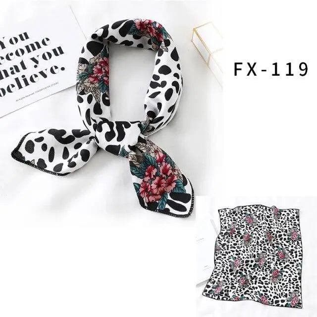 Versatile Square Silk Scarf For Women Fashionable Printed Small Neck Scarfs Office Lady Hair Band Foulard Hand For Female Bandana Shawl