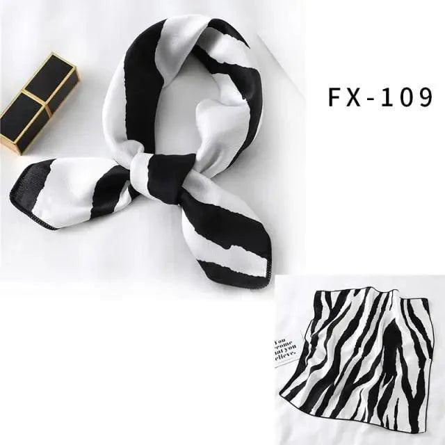 Versatile Square Silk Scarf For Women Fashionable Printed Small Neck Scarfs Office Lady Hair Band Foulard Hand For Female Bandana Shawl