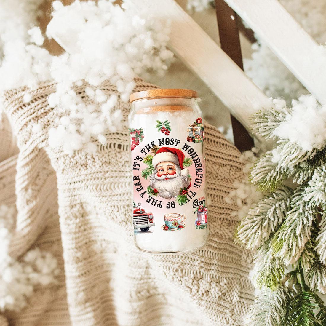 Vintage Christmas 17oz Can Cup - Retro Holiday Tumbler With Nostalgic Graphics