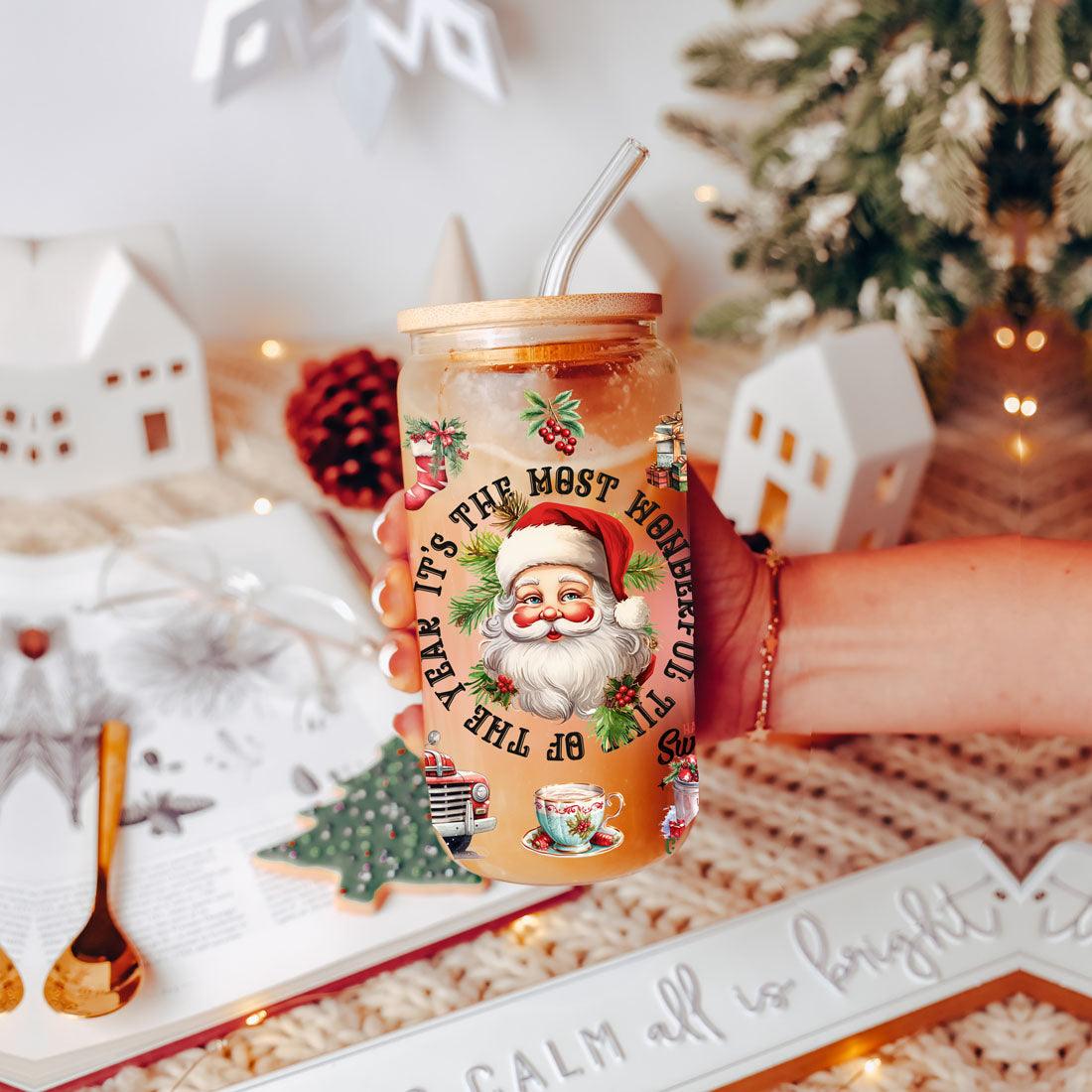 Vintage Christmas 17oz Can Cup - Retro Holiday Tumbler With Nostalgic Graphics