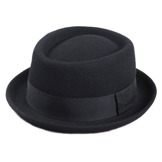 Vintage Pork Pie Hat Men Short Brim Cotton Pork Pie Hat Men's Porkpie Hats Flat Top Fedora Black Hat Mans Simple Gentlemen Party Hat Classic Design Soft Light Weight Hat Dress Hat Sun Hat