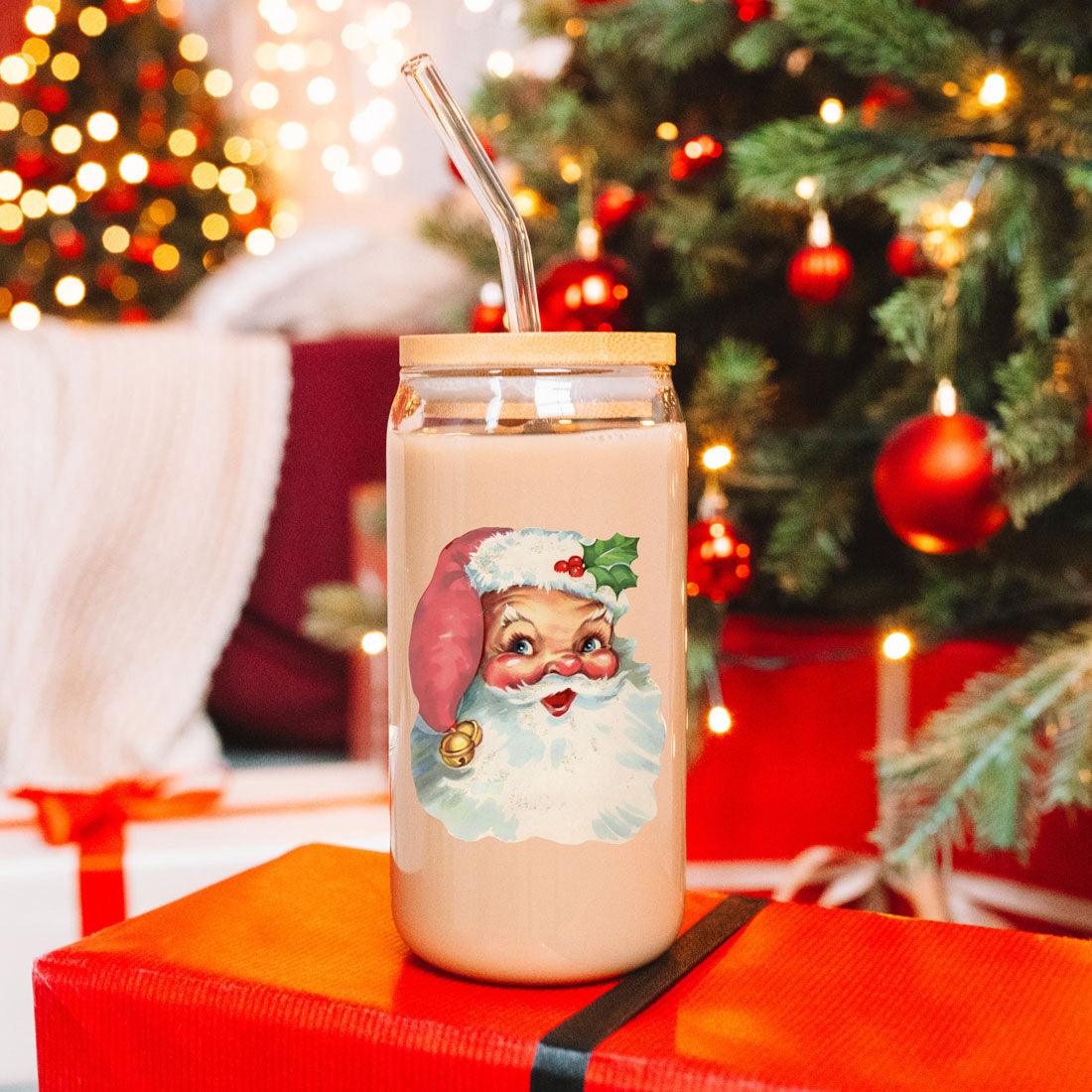 Vintage Santa Cheers 17oz Keramik Weihnachtstasse - Retro Santa Köpfe Kakao Becher
