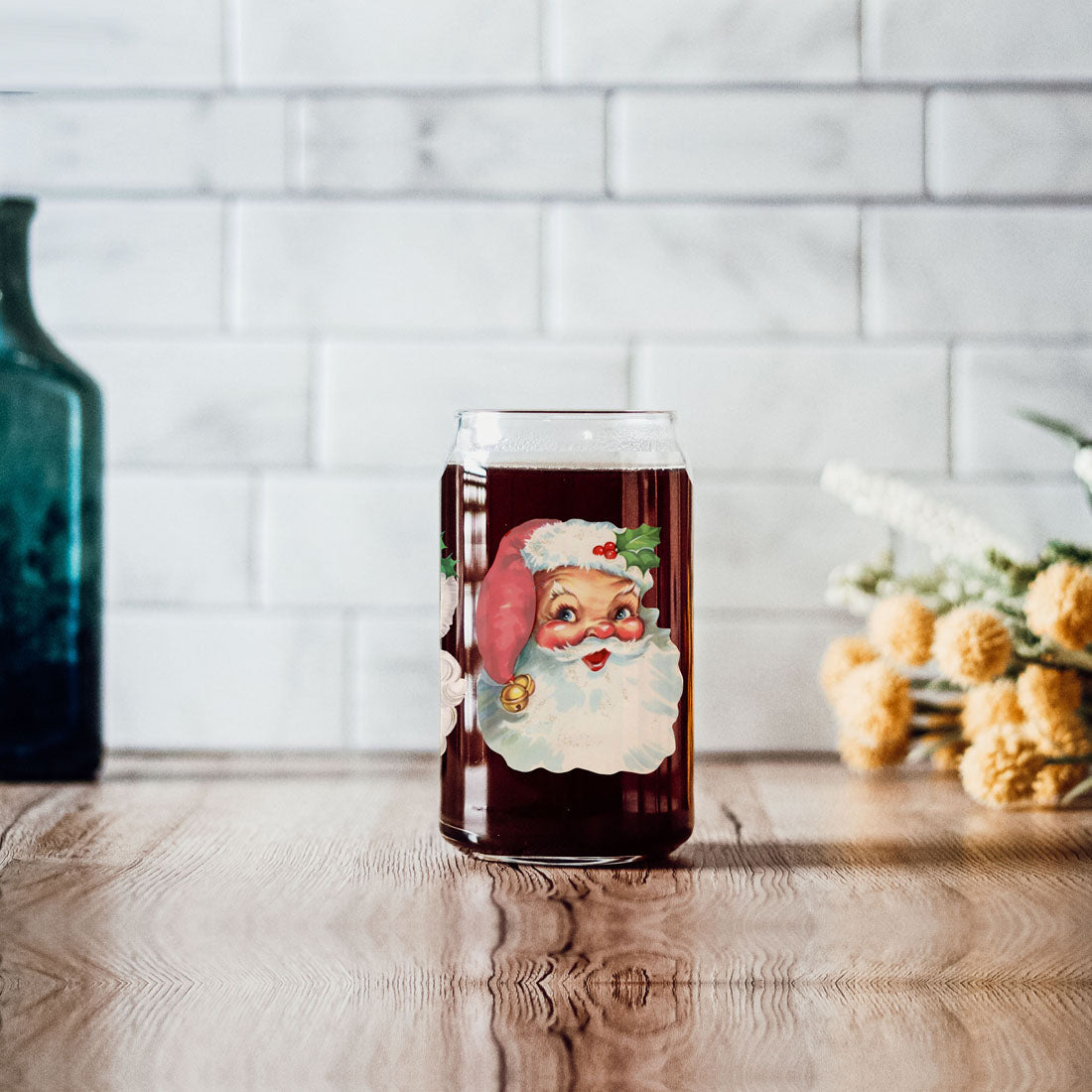 Vintage Santa Cheers 17oz Keramik Weihnachtstasse - Retro Santa Köpfe Kakao Becher