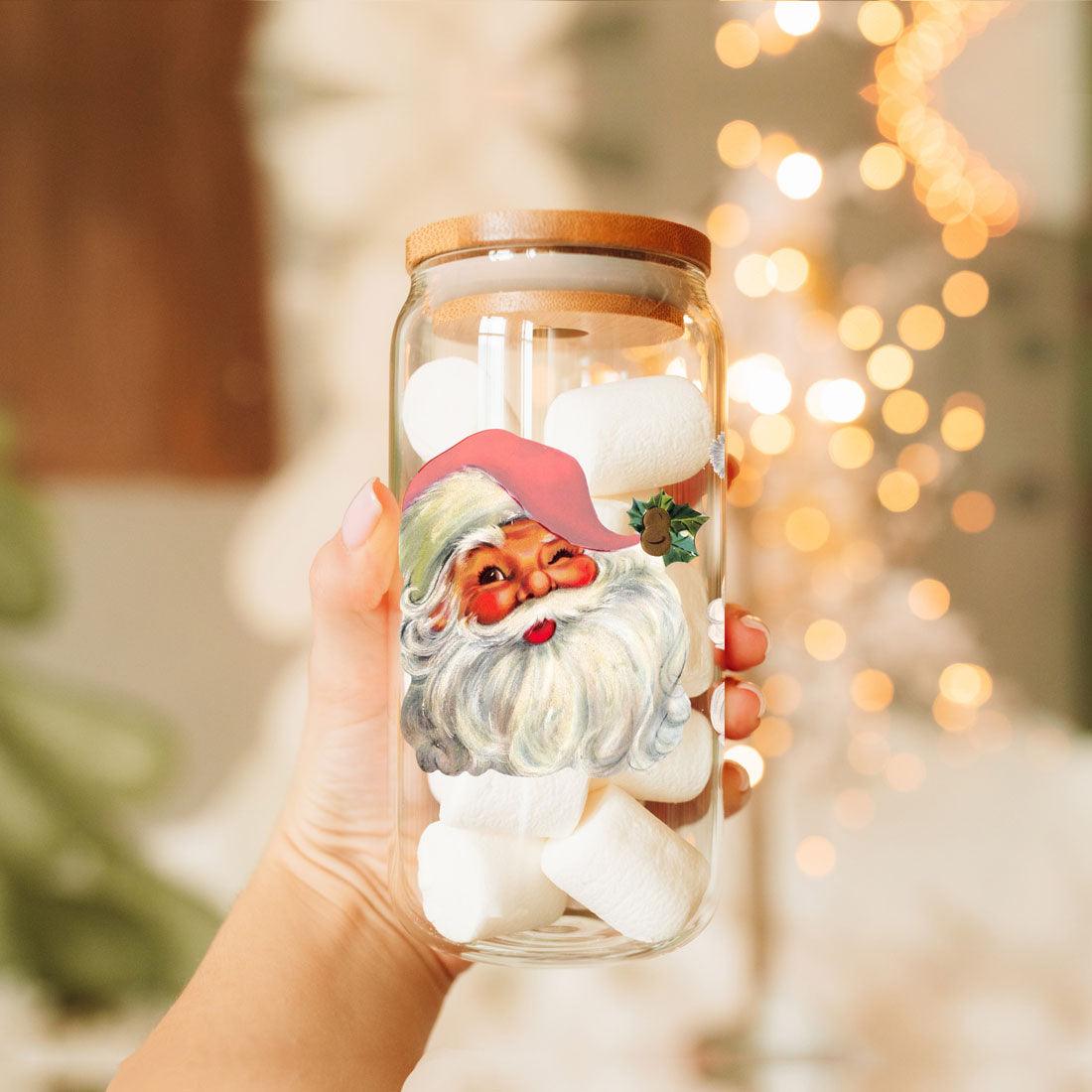 Vintage Santa Cheers 17oz Keramik Weihnachtstasse - Retro Santa Köpfe Kakao Becher