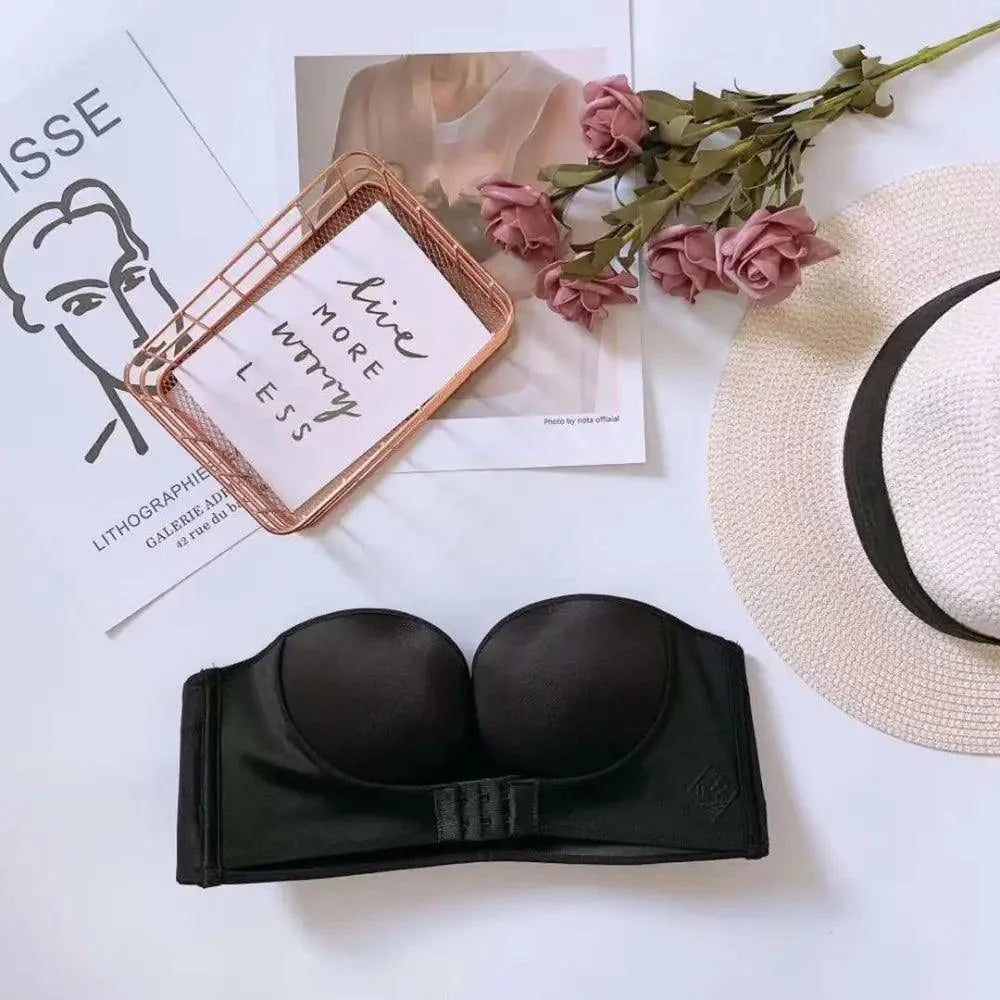 Vintage Style Front Closure Sexy Push Up Bra Women Invisible Bras Underwear Lingerie for Female Brassiere Strapless Seamless Bralette ABC Cup