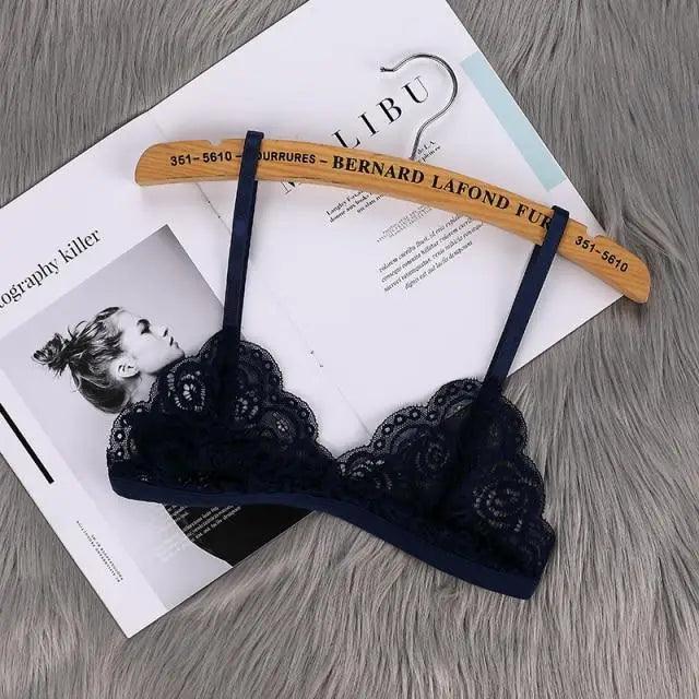 Vintage Style Women's Thin Bra Without Chest Pad Fashionable Sexy Lace Bra Back Buckle Tube Top Women's  Underwear Summer Clothes