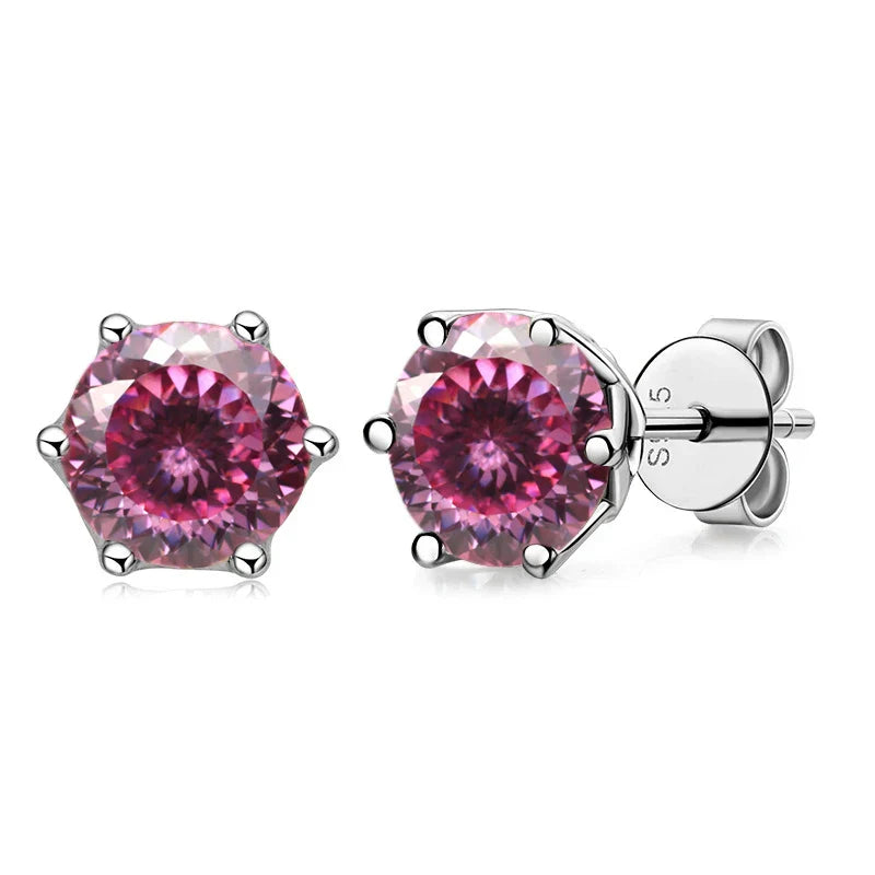 VVS D Color Russian Cut Moissanite Stud Earrings 1/2/4 CT S925 Sterling Silver