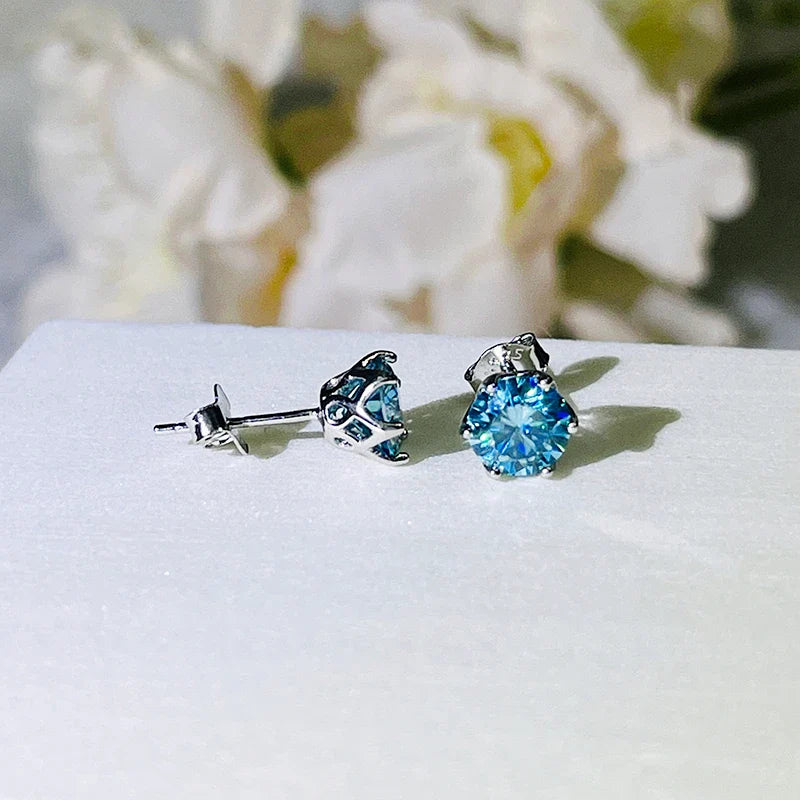 VVS D Color Russian Cut Moissanite Stud Earrings 1/2/4 CT S925 Sterling Silver