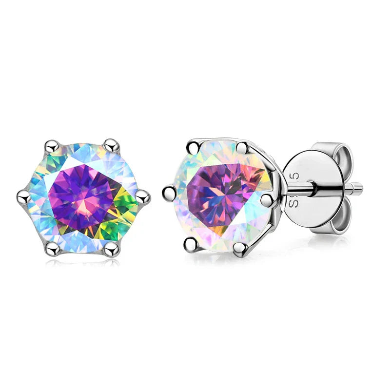 VVS D Color Russian Cut Moissanite Stud Earrings 1/2/4 CT S925 Sterling Silver
