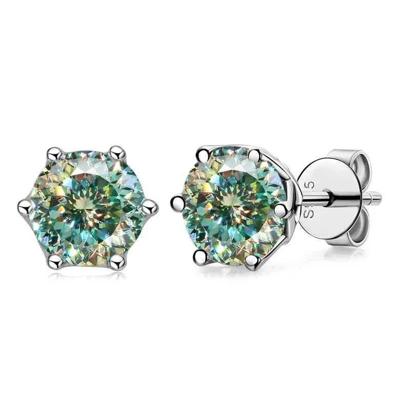 VVS D Color Russian Cut Moissanite Stud Earrings 1/2/4 CT S925 Sterling Silver