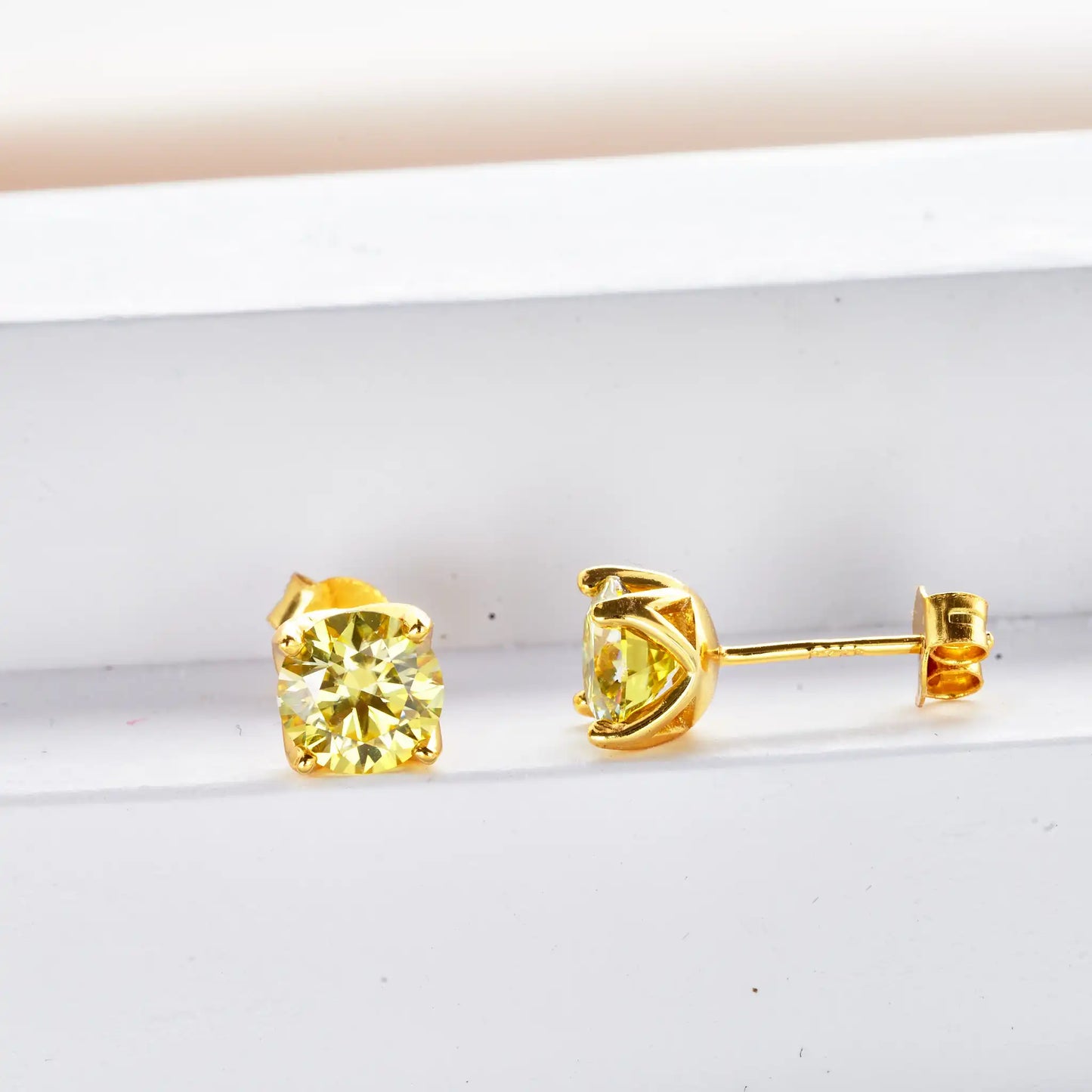 VVS D Moissanit-Ohrstecker aus 925er Sterlingsilber, 18K vergoldet, Hochzeit