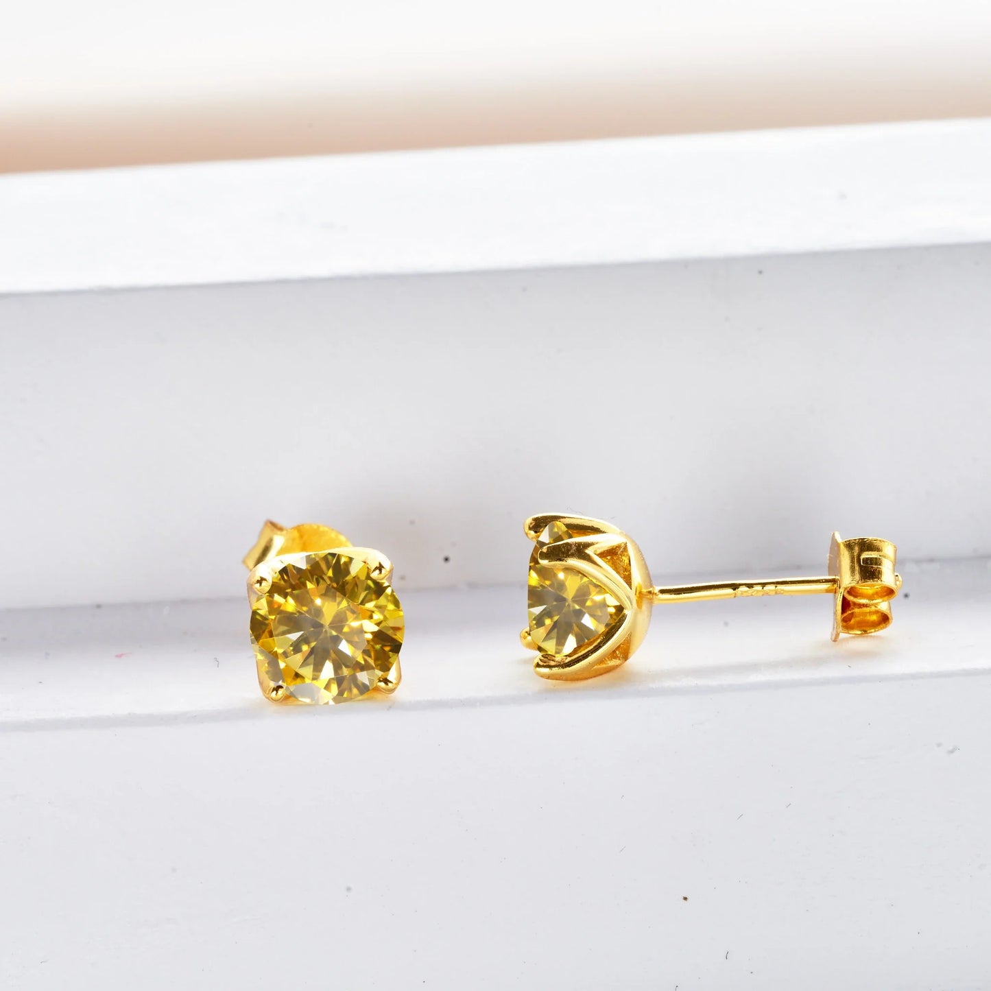 VVS D Moissanit-Ohrstecker aus 925er Sterlingsilber, 18K vergoldet, Hochzeit