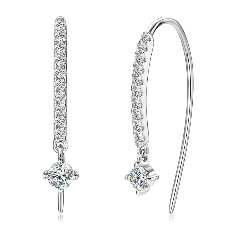VVS1 runder Moissanit U-förmige Ohrstecker 925 Sterling Silber Hypoallergen Geschenk für Frauen