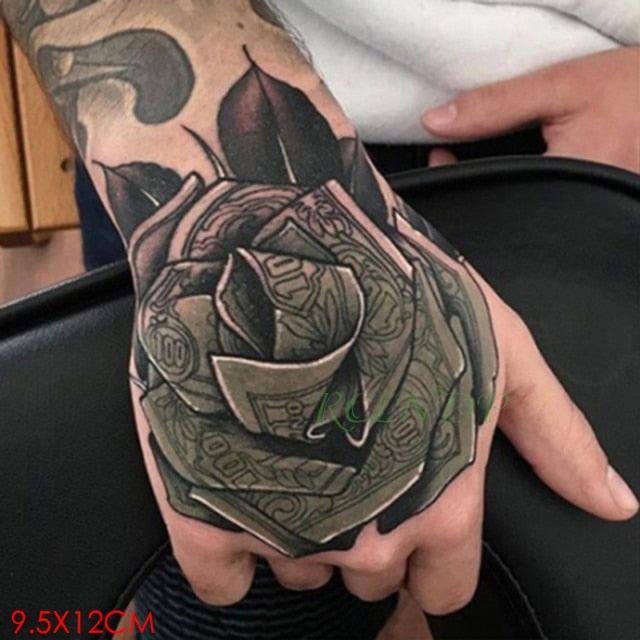Waterproof Womens Temporary Sticker Tattoo Flower Rose Realistic Sketches For Arm Hand