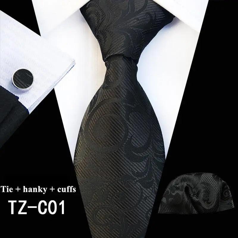 Wedding Bridegroom Floral Print Silk Necktie With Cufflinks Set Fashion High Quality Necktie Set For Men