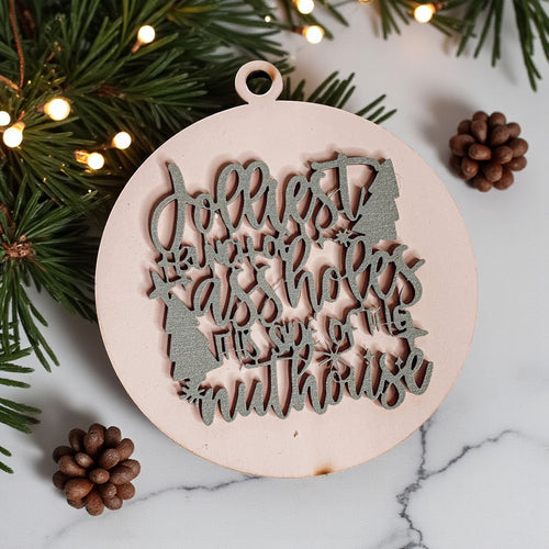 Ornement de Noël Drôle Sarcasme en Bois Le Plus Joyeux Groupe 12 Couleurs Cadeau de Fêtes