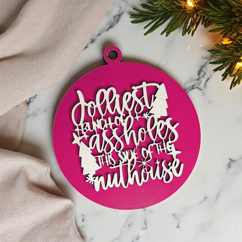 Ornement de Noël Drôle Sarcasme en Bois Le Plus Joyeux Groupe 12 Couleurs Cadeau de Fêtes