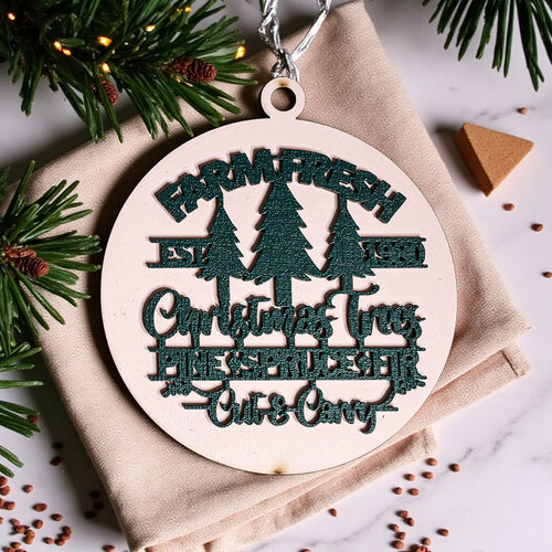 Ornement de sapin de Noël en bois « Farm Fresh » - Trio rustique de sapins de style ferme vintage