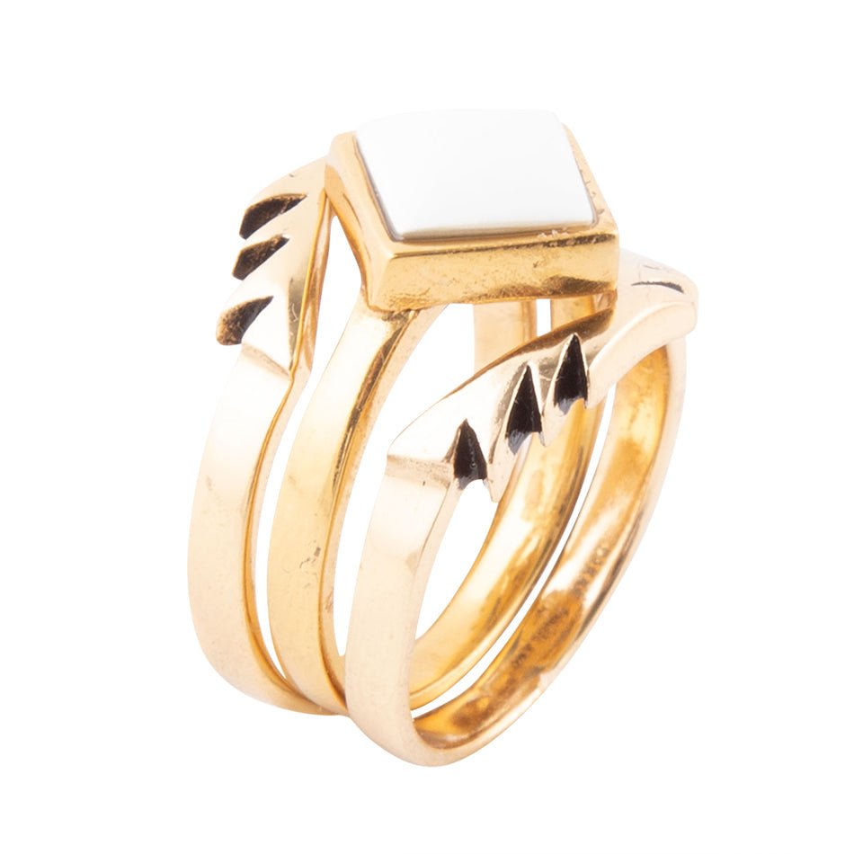 Bague aztèque en jaspe blanc